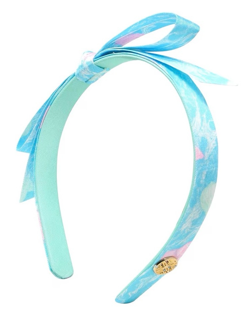 Lilly Pulitzer Silk Slim Bow Headband - Conch Shell Blue